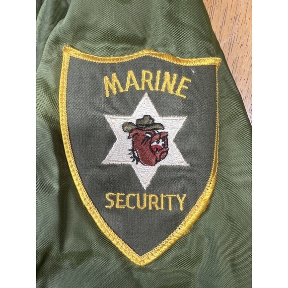 Vintage USMC Marine Security Flag Patch Military Green Bomber Jacket 2XL - Picture 3 of 6